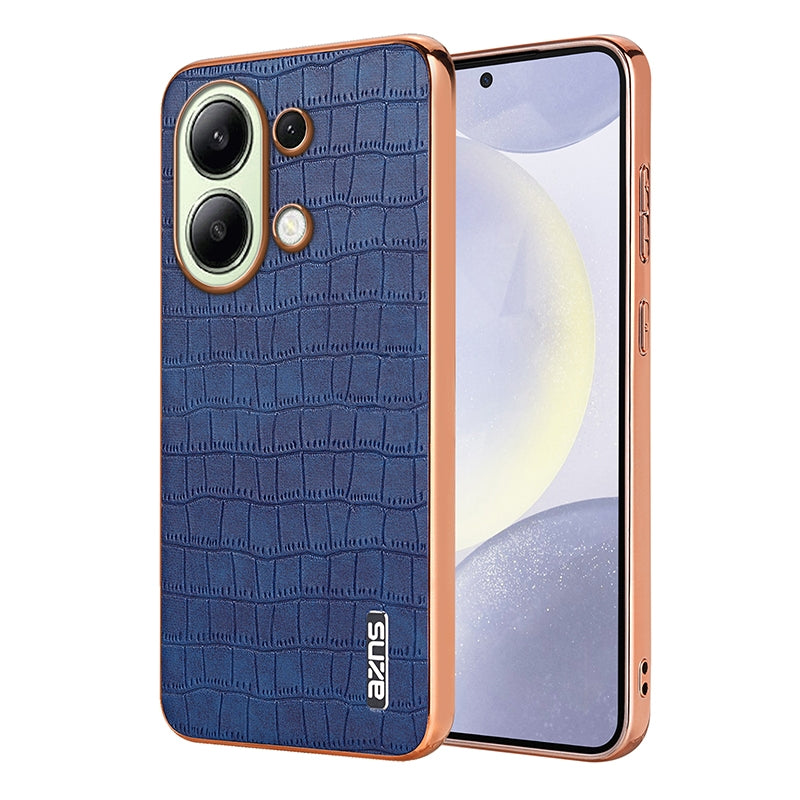 Redmi Note 13 4G Luxury Case - Electroplated Frame, Crocodile Texture Leather, Full Coverage Protection, Anti-Fingerprint & Shockproof