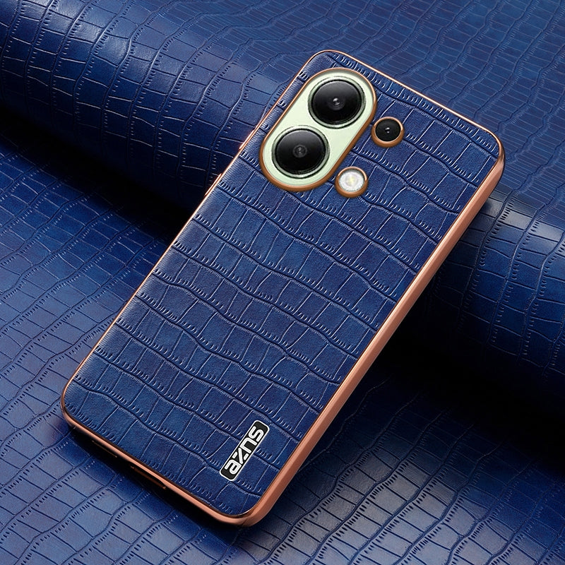 Redmi Note 13 4G Luxury Case - Electroplated Frame, Crocodile Texture Leather, Full Coverage Protection, Anti-Fingerprint & Shockproof