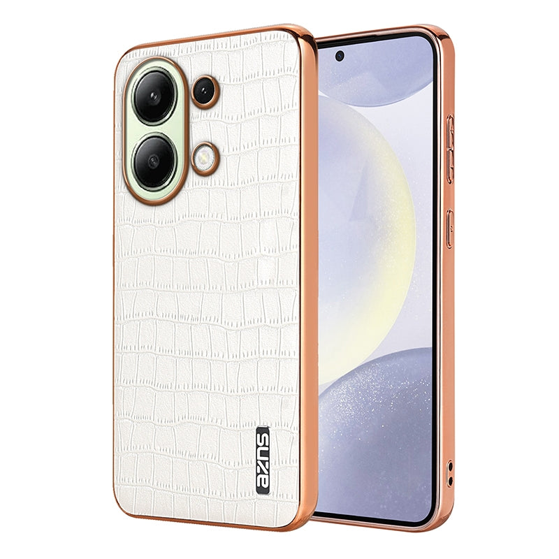 Redmi Note 13 4G Luxury Case - Electroplated Frame, Crocodile Texture Leather, Full Coverage Protection, Anti-Fingerprint & Shockproof