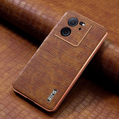 Redmi K60 Ultra Luxury Case - Electroplated Frame, Crocodile Texture Leather, Full Coverage Protection, Anti-Fingerprint & Shockproof