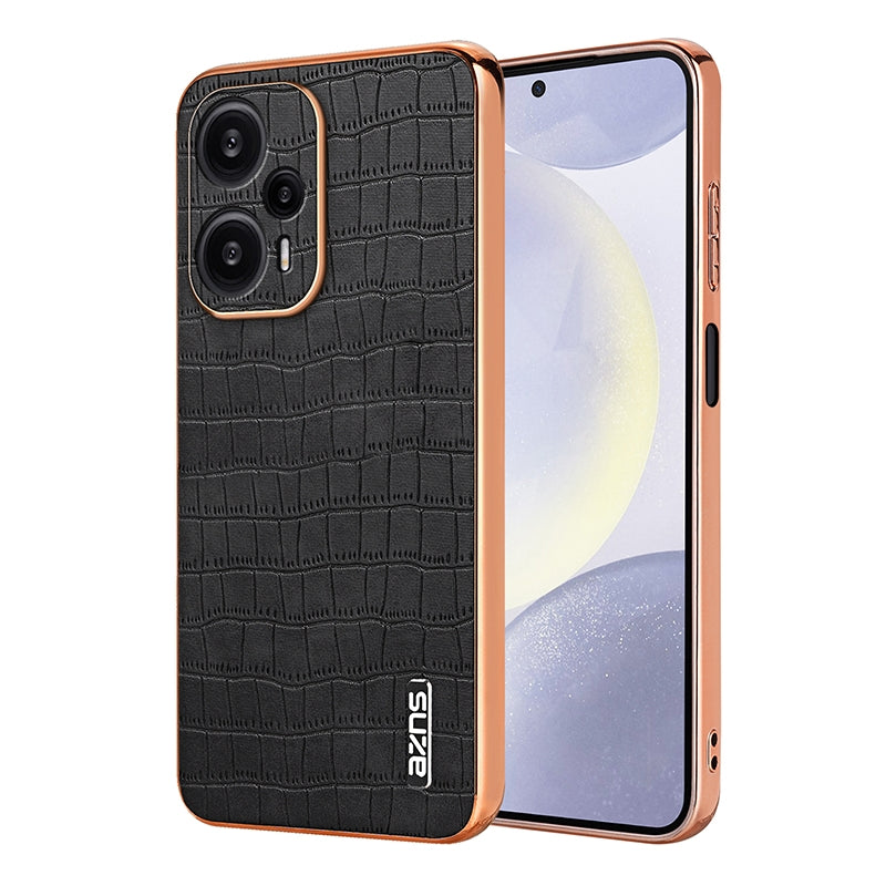 Redmi Note 12 Turbo Luxury Case - Electroplated Frame, Crocodile Texture Leather, Full Coverage Protection, Anti-Fingerprint & Shockproof