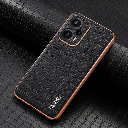Redmi Note 12 Turbo Luxury Case - Electroplated Frame, Crocodile Texture Leather, Full Coverage Protection, Anti-Fingerprint & Shockproof