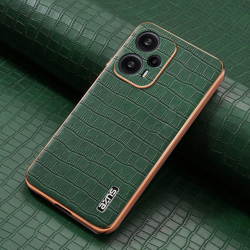 Redmi Note 12 Turbo Luxury Case - Electroplated Frame, Crocodile Texture Leather, Full Coverage Protection, Anti-Fingerprint & Shockproof