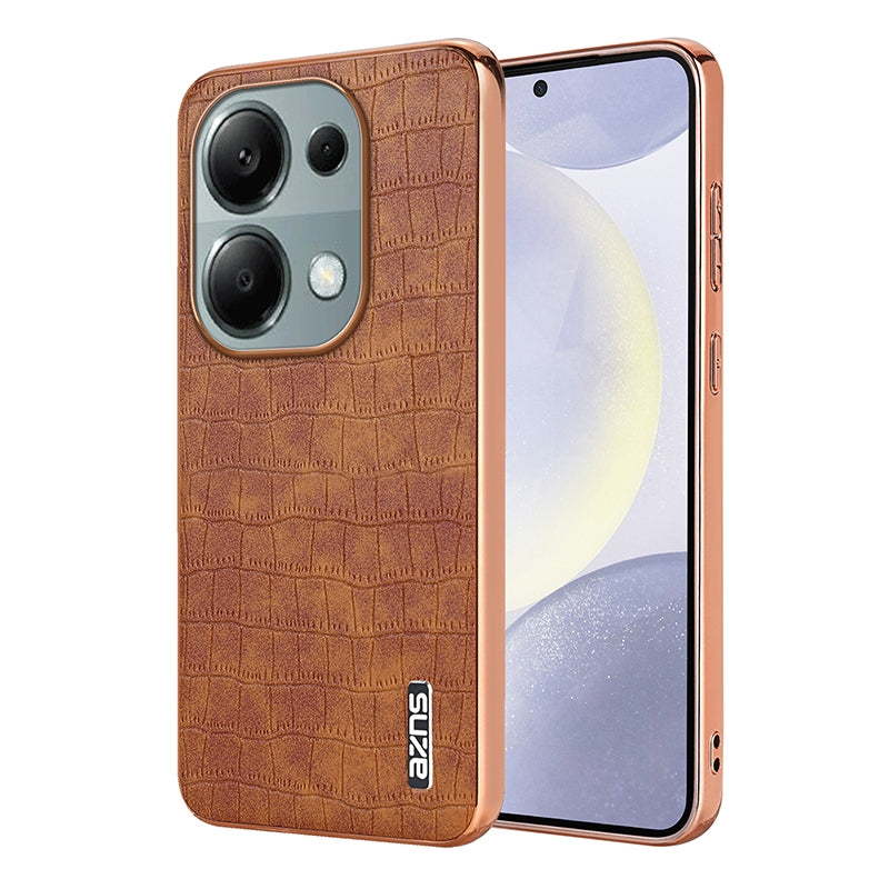 Redmi Note 13 Pro 4G Luxury Case - Electroplated Frame, Crocodile Texture Leather, Full Coverage Protection, Anti-Fingerprint & Shockproof