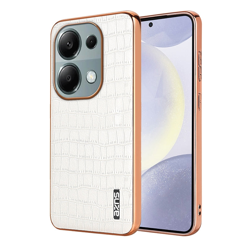 Redmi Note 13 Pro 4G Luxury Case - Electroplated Frame, Crocodile Texture Leather, Full Coverage Protection, Anti-Fingerprint & Shockproof