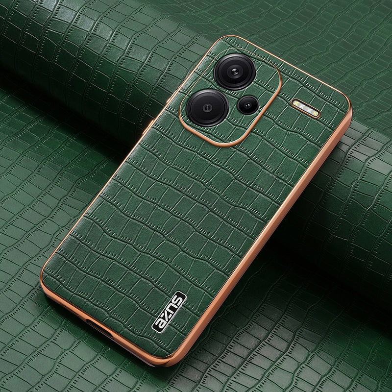 Redmi Note 13 Pro+ 5G Luxury Case - Electroplated Frame, Crocodile Texture Leather, Full Coverage Protection, Anti-Fingerprint & Shockproof