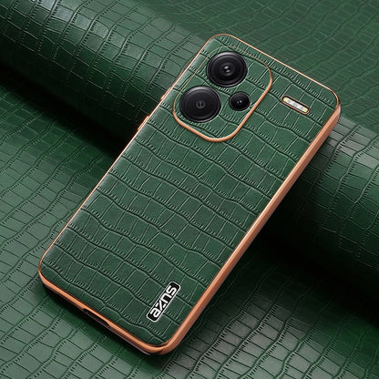 Redmi Note 13 Pro+ 5G Luxury Case - Electroplated Frame, Crocodile Texture Leather, Full Coverage Protection, Anti-Fingerprint & Shockproof