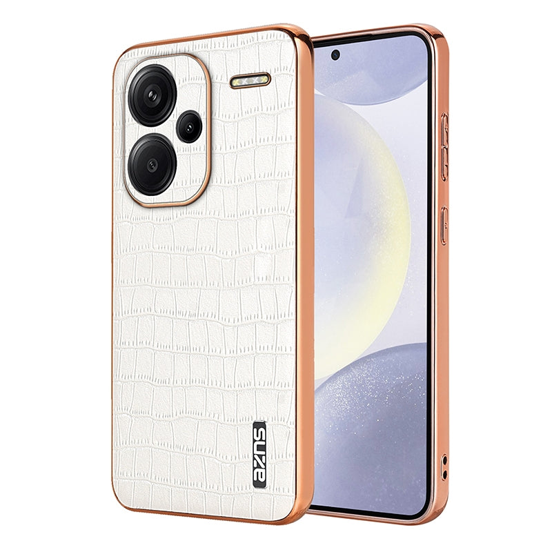 Redmi Note 13 Pro+ 5G Luxury Case - Electroplated Frame, Crocodile Texture Leather, Full Coverage Protection, Anti-Fingerprint & Shockproof