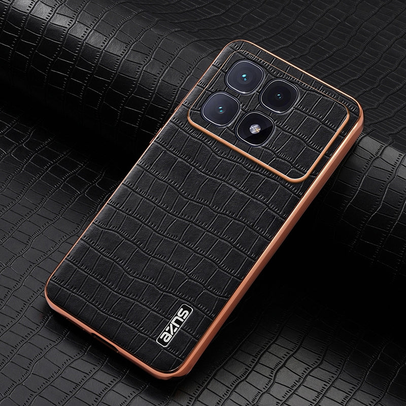 Redmi K70 Ultra Luxury Case - Electroplated Frame, Crocodile Texture Leather, Full Coverage Protection, Anti-Fingerprint & Shockproof