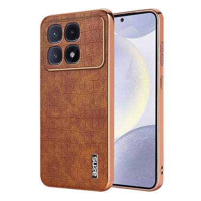 Redmi K70 Ultra Luxury Case - Electroplated Frame, Crocodile Texture Leather, Full Coverage Protection, Anti-Fingerprint & Shockproof