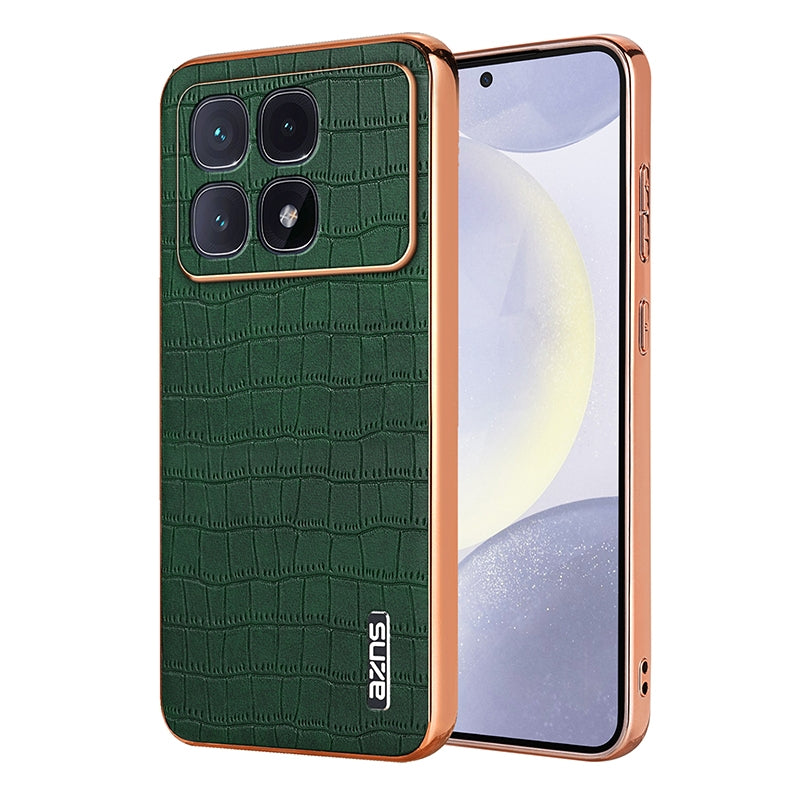 Redmi K70 Ultra Luxury Case - Electroplated Frame, Crocodile Texture Leather, Full Coverage Protection, Anti-Fingerprint & Shockproof