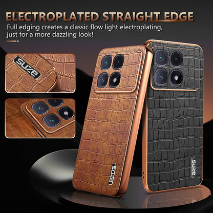 Redmi K70 Ultra Luxury Case - Electroplated Frame, Crocodile Texture Leather, Full Coverage Protection, Anti-Fingerprint & Shockproof
