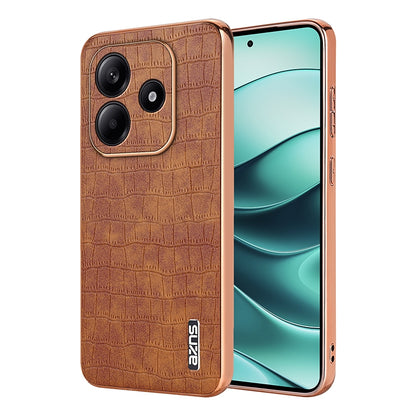 Redmi Note 14 5G Luxury Case - Electroplated Frame, Crocodile Texture Leather, Full Coverage Protection, Anti-Fingerprint & Shockproof