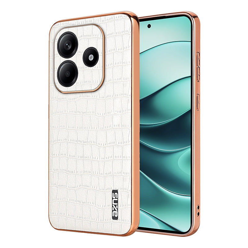 Redmi Note 14 5G Luxury Case - Electroplated Frame, Crocodile Texture Leather, Full Coverage Protection, Anti-Fingerprint & Shockproof
