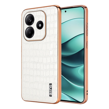 Redmi Note 14 5G Luxury Case - Electroplated Frame, Crocodile Texture Leather, Full Coverage Protection, Anti-Fingerprint & Shockproof