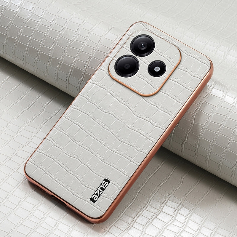 Redmi Note 14 5G Luxury Case - Electroplated Frame, Crocodile Texture Leather, Full Coverage Protection, Anti-Fingerprint & Shockproof