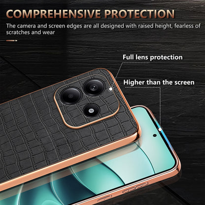 Redmi Note 14 5G Luxury Case - Electroplated Frame, Crocodile Texture Leather, Full Coverage Protection, Anti-Fingerprint & Shockproof