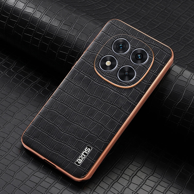 Redmi Note 14 Pro 5G Luxury Case - Electroplated Frame, Crocodile Texture Leather, Full Coverage Protection, Anti-Fingerprint & Shockproof