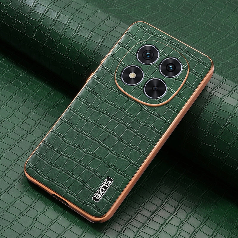 Redmi Note 14 Pro 5G Luxury Case - Electroplated Frame, Crocodile Texture Leather, Full Coverage Protection, Anti-Fingerprint & Shockproof