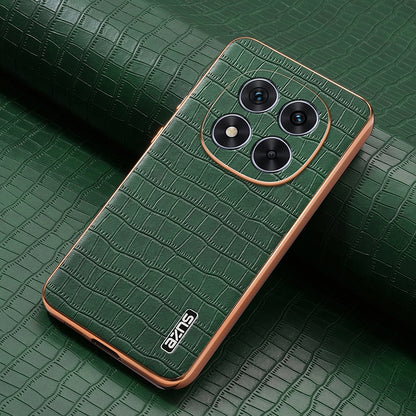 Redmi Note 14 Pro 5G Luxury Case - Electroplated Frame, Crocodile Texture Leather, Full Coverage Protection, Anti-Fingerprint & Shockproof