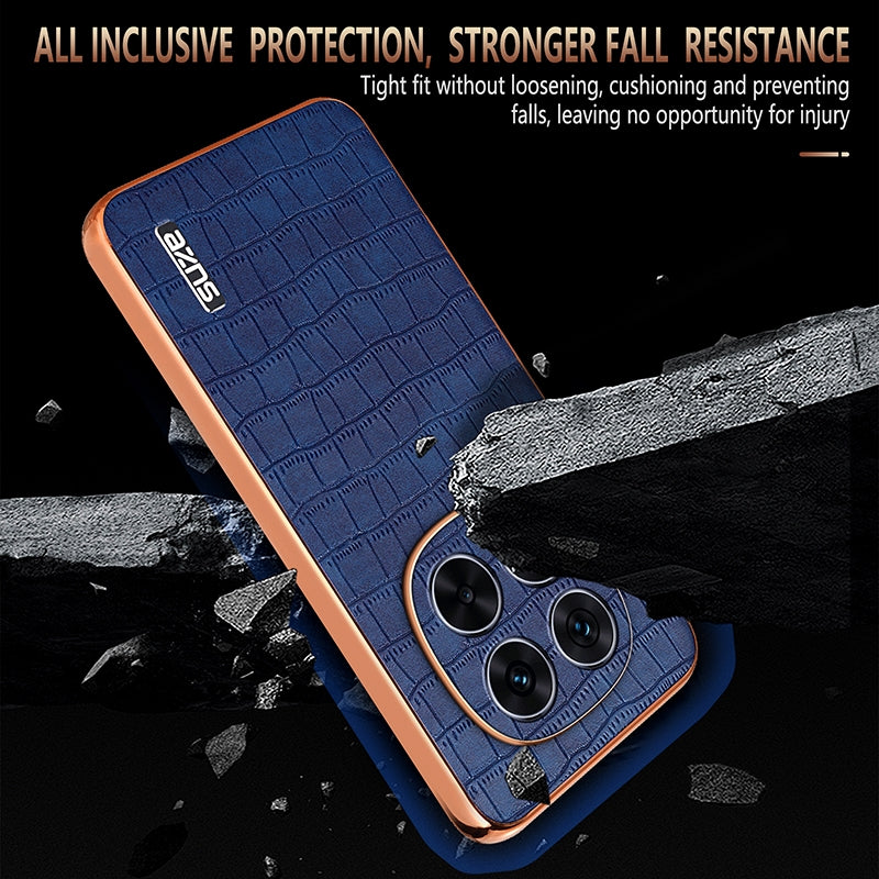 Redmi Note 14 Pro 5G Luxury Case - Electroplated Frame, Crocodile Texture Leather, Full Coverage Protection, Anti-Fingerprint & Shockproof