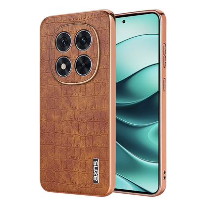 Redmi Note 14 Pro+ 5G Luxury Case - Electroplated Frame, Crocodile Texture Leather, Full Coverage Protection, Anti-Fingerprint & Shockproof