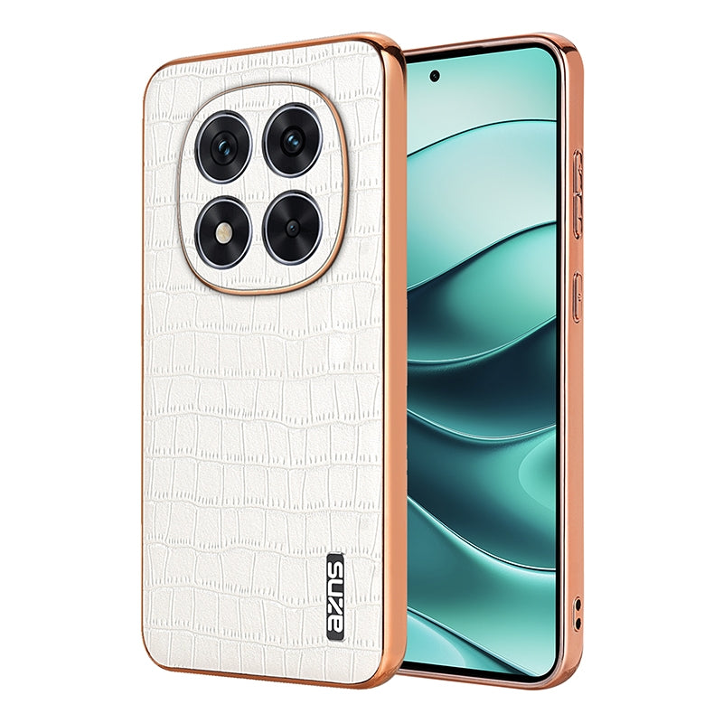 Redmi Note 14 Pro+ 5G Luxury Case - Electroplated Frame, Crocodile Texture Leather, Full Coverage Protection, Anti-Fingerprint & Shockproof