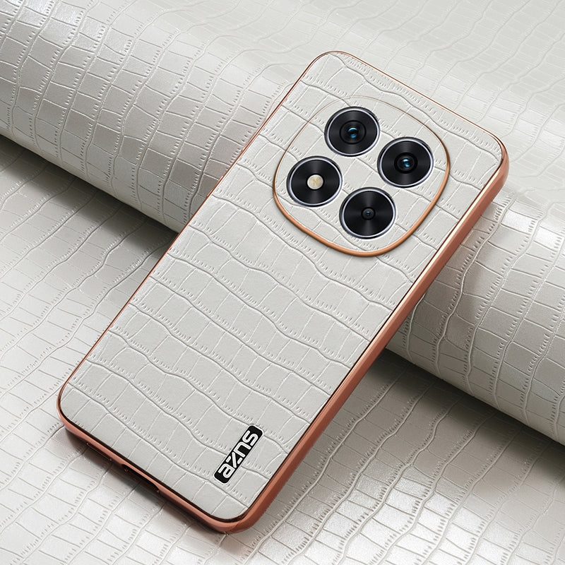 Redmi Note 14 Pro+ 5G Luxury Case - Electroplated Frame, Crocodile Texture Leather, Full Coverage Protection, Anti-Fingerprint & Shockproof