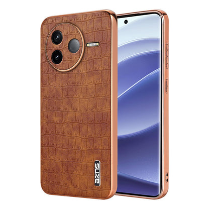 Redmi K80 Luxury Case - Electroplated Frame, Crocodile Texture Leather, Full Coverage Protection, Anti-Fingerprint & Shockproof