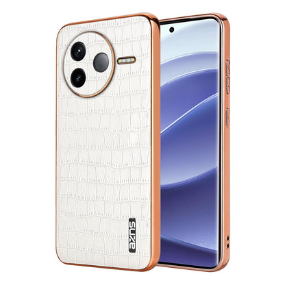 Redmi K80 Luxury Case - Electroplated Frame, Crocodile Texture Leather, Full Coverage Protection, Anti-Fingerprint & Shockproof