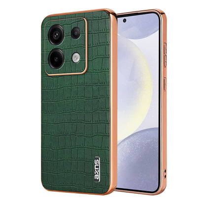 Xiaomi Poco X6 Luxury Case - Electroplated Frame, Crocodile Texture Leather, Full Coverage Protection, Anti-Fingerprint & Shockproof