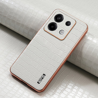 Xiaomi Poco X6 Luxury Case - Electroplated Frame, Crocodile Texture Leather, Full Coverage Protection, Anti-Fingerprint & Shockproof