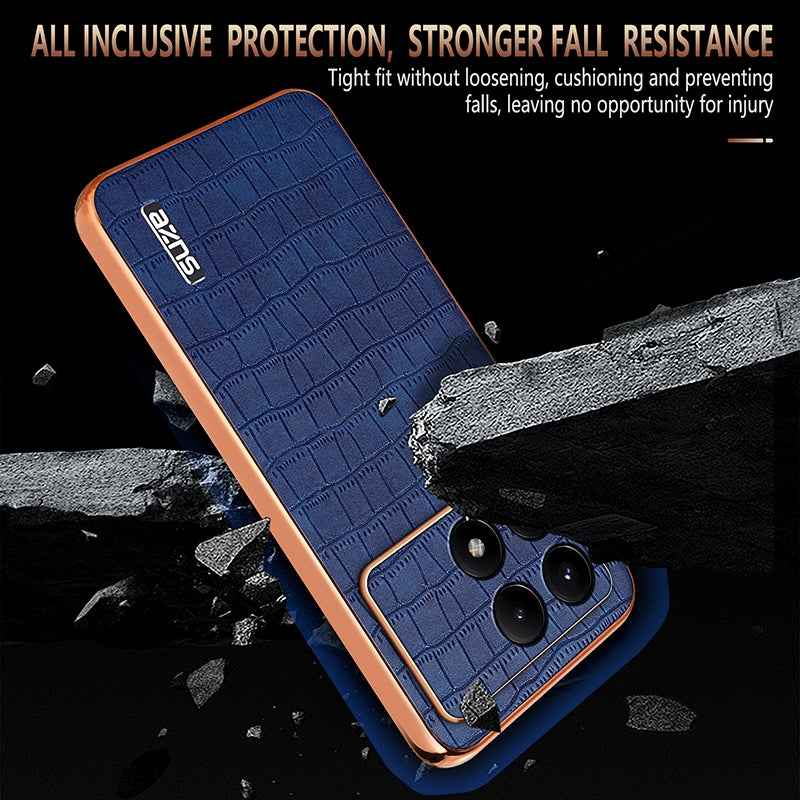 Xiaomi Poco F6 Pro Luxury Case - Electroplated Frame, Crocodile Texture Leather, Full Coverage Protection, Anti-Fingerprint & Shockproof