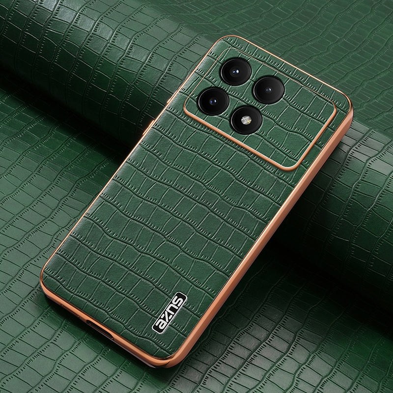 Xiaomi Poco X6 Pro Luxury Case - Electroplated Frame, Crocodile Texture Leather, Full Coverage Protection, Anti-Fingerprint & Shockproof