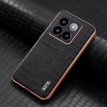 Xiaomi 14 Luxury Case - Electroplated Frame, Crocodile Texture Leather, Full Coverage Protection, Anti-Fingerprint & Shockproof