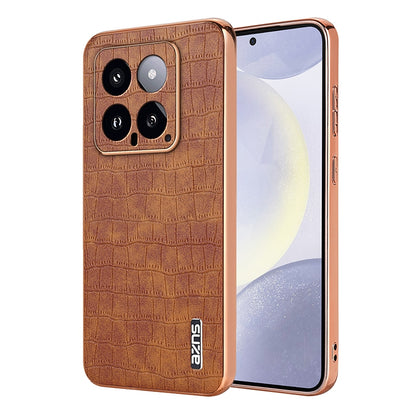 Xiaomi 14 Luxury Case - Electroplated Frame, Crocodile Texture Leather, Full Coverage Protection, Anti-Fingerprint & Shockproof