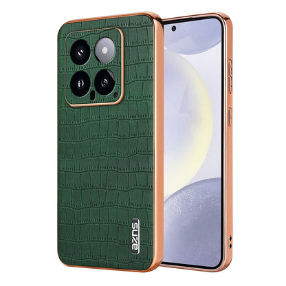 Xiaomi 14 Luxury Case - Electroplated Frame, Crocodile Texture Leather, Full Coverage Protection, Anti-Fingerprint & Shockproof