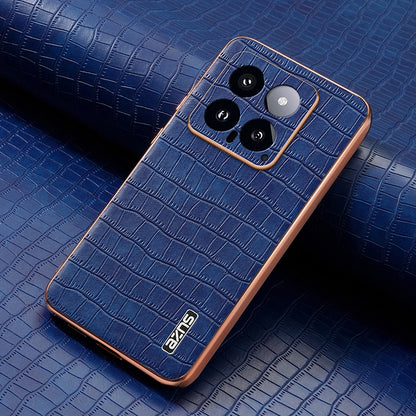 Xiaomi 14 Luxury Case - Electroplated Frame, Crocodile Texture Leather, Full Coverage Protection, Anti-Fingerprint & Shockproof