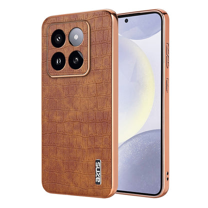 Xiaomi 14 Pro Luxury Case - Electroplated Frame, Crocodile Texture Leather, Full Coverage Protection, Anti-Fingerprint & Shockproof