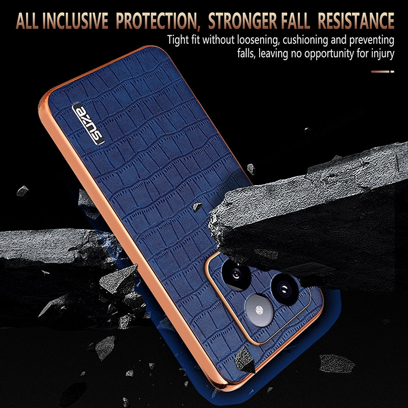 Xiaomi 14 Pro Luxury Case - Electroplated Frame, Crocodile Texture Leather, Full Coverage Protection, Anti-Fingerprint & Shockproof