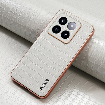 Xiaomi 14 Pro Luxury Case - Electroplated Frame, Crocodile Texture Leather, Full Coverage Protection, Anti-Fingerprint & Shockproof