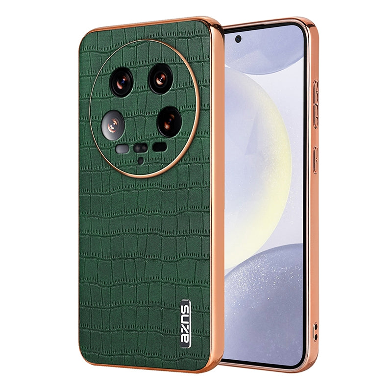 Xiaomi 14 Ultra Luxury Case - Electroplated Frame, Crocodile Texture Leather, Full Coverage Protection, Anti-Fingerprint & Shockproof
