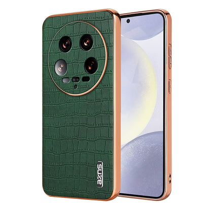 Xiaomi 14 Ultra Luxury Case - Electroplated Frame, Crocodile Texture Leather, Full Coverage Protection, Anti-Fingerprint & Shockproof