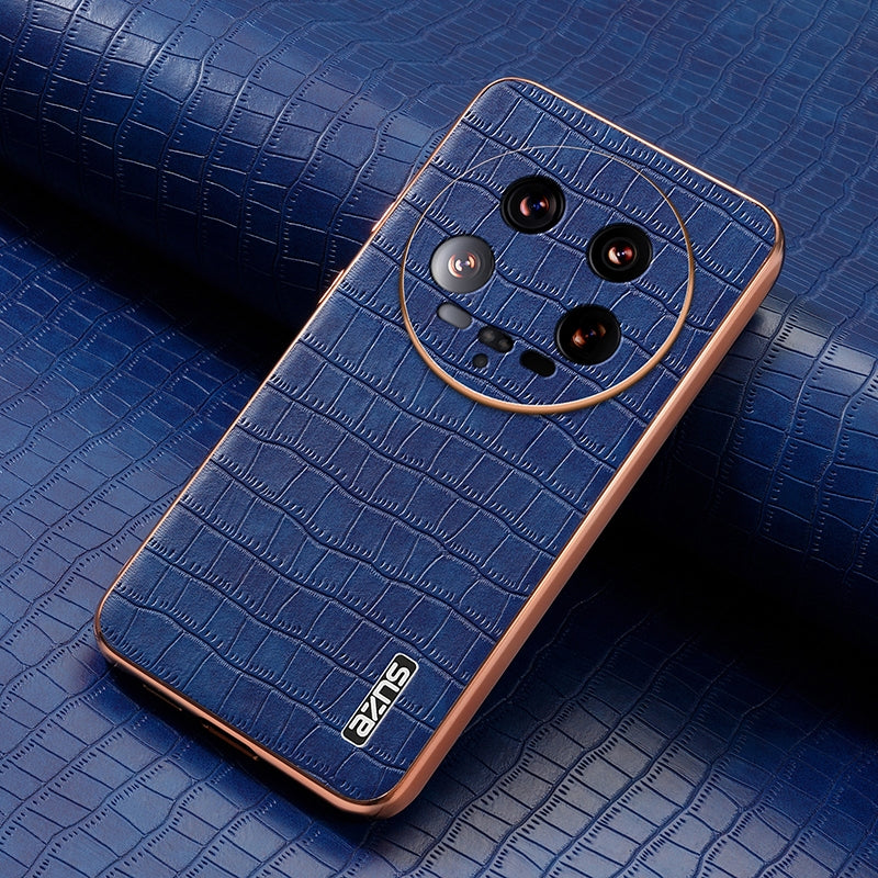 Xiaomi 14 Ultra Luxury Case - Electroplated Frame, Crocodile Texture Leather, Full Coverage Protection, Anti-Fingerprint & Shockproof