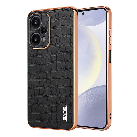 Xiaomi Poco F5 Luxury Case - Electroplated Frame, Crocodile Texture Leather, Full Coverage Protection, Anti-Fingerprint & Shockproof