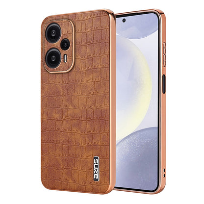 Xiaomi Poco F5 Luxury Case - Electroplated Frame, Crocodile Texture Leather, Full Coverage Protection, Anti-Fingerprint & Shockproof