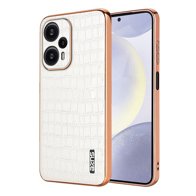 Xiaomi Poco F5 Luxury Case - Electroplated Frame, Crocodile Texture Leather, Full Coverage Protection, Anti-Fingerprint & Shockproof
