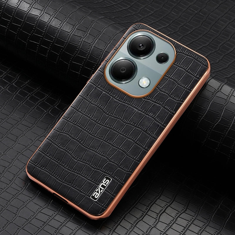 Xiaomi Poco M6 Pro Luxury Case - Electroplated Frame, Crocodile Texture Leather, Full Coverage Protection, Anti-Fingerprint & Shockproof