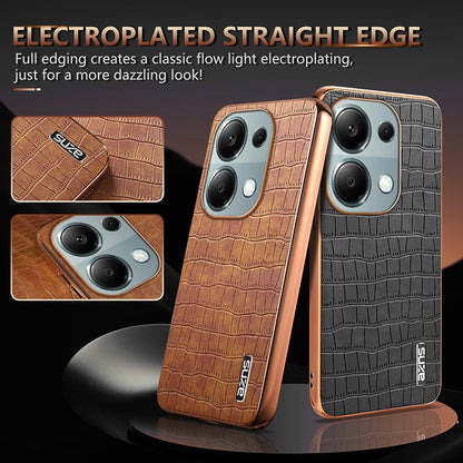 Xiaomi Poco M6 Pro Luxury Case - Electroplated Frame, Crocodile Texture Leather, Full Coverage Protection, Anti-Fingerprint & Shockproof