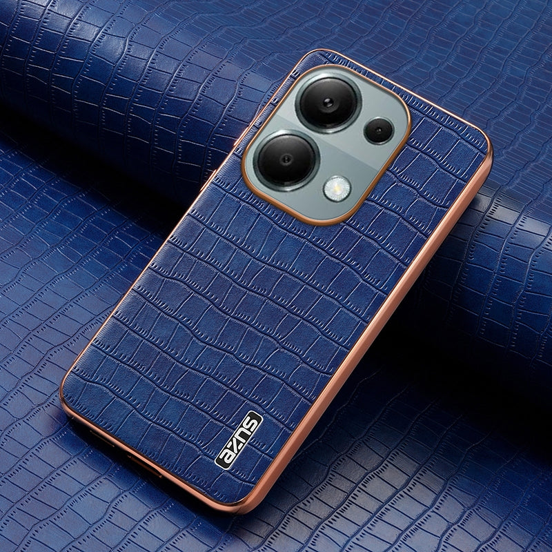 Xiaomi Poco M6 Pro Luxury Case - Electroplated Frame, Crocodile Texture Leather, Full Coverage Protection, Anti-Fingerprint & Shockproof
